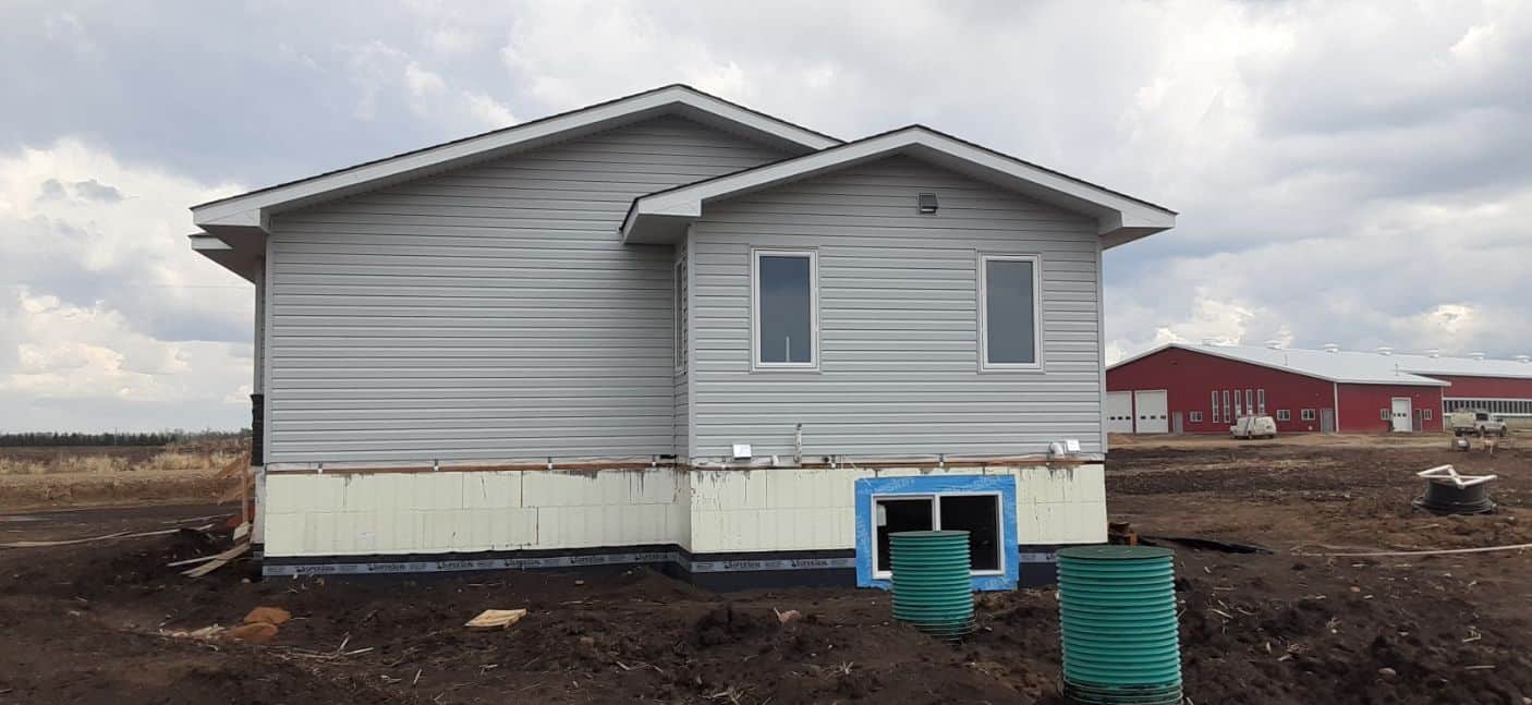 Exposed ICF foundation in Edmonton before reinforced parging